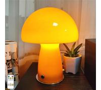 HHRLCH Mushroom Table Lamp with USB Dimmable Bedside Lamp Made of Glass with Remote Control 3000K-6000K Mushroom Light Desk Lamp for Bedroom Restaurant Reading Offices White