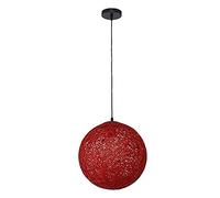 HHRLCH Nordic Creative Rattan Light Globes Color Finish/Colorful Hanging Lamp Restaurant Decoration Chandelier Kitchen Island Ceiling Suspension Bedroom Droplight Surfa/Red/Diameter 35Cm
