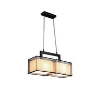 HHRLCH Nordic Fabric Ceiling Light Suspended Lamp New Chinese Personality Two Rectangular Living Room Chandelier Creative Dining Room Bar Restaurant Dining Room Lamp/Black