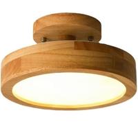 HHRLCH Nordic Solid Wood Round Drum Light Semi-Flush Mount Ceiling Light Fixture Log Color High Light Transmission Wooden Ceiling Lamp Ceiling Lamp for Bedroom Dining Room Corridor Living Room