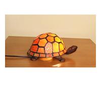 HHRLCH Orange Tortoise/Turtle Lamp Accent Lamp Bedroom Bedside Table Lamp Handmade Stained Glass Night Light