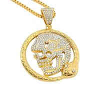 HHRLCH Pirate Necklace For Men and Women, Hip Hop Iced out Sea Anchor Pirate Skull Pendant Necklace For Women Men Long Chain, Skull Necklace Caribbean Pirate Anchor Necklace