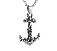 HHRLCH Pirate Necklace For Men and Women, Sword Pirate Necklace Retro Halloween Skull Head Anchor Necklace, Skull Necklace Caribbean Pirate Anchor Necklace