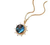 HHRLCH Planet Necklace For Women and Men, Blue Planet Necklace Zirconia Saturn Planet Space Earth Necklace, Pendant with Silver Chain, Necklace, Astronaut Necklace