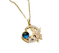 HHRLCH Planet Necklace For Women and Men, Blue Planet Necklace Zirconia Saturn Planet Space Earth Necklace, Pendant with Silver Chain, Necklace, Astronaut Necklace