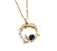 HHRLCH Planet Necklace For Women and Men, Blue Planet Necklace Zirconia Saturn Planet Space Earth Necklace, Pendant with Silver Chain, Necklace, Astronaut Necklace