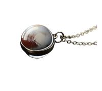 HHRLCH Planet Necklace For Women and Men, Solar System Necklace Universe Space Moon Sun Earth Planet Necklaces Two-Sided Glass Necklace, Pendant with Silver Chain