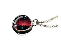 HHRLCH Planet Necklace For Women and Men, Solar System Necklace Universe Space Moon Sun Earth Planet Necklaces Two-Sided Glass Necklace, Pendant with Silver Chain