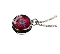 HHRLCH Planet Necklace For Women and Men, Solar System Necklace Universe Space Moon Sun Earth Planet Necklaces Two-Sided Glass Necklace, Pendant with Silver Chain