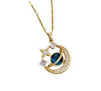 HHRLCH Planet Necklace For Women and Men, Starry Horse Zircon Necklace Shiny Stars Planet Pendant, Pendant with Silver Chain, Necklace, Astronaut Necklace