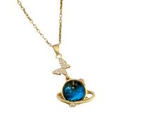 HHRLCH Planet Necklace For Women and Men, Starry Horse Zircon Necklace Shiny Stars Planet Pendant, Pendant with Silver Chain, Necklace, Astronaut Necklace