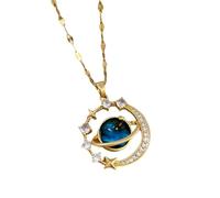 HHRLCH Planet Necklace For Women and Men, Starry Horse Zircon Necklace Shiny Stars Planet Pendant, Pendant with Silver Chain, Necklace, Astronaut Necklace