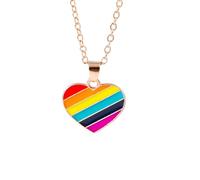 HHRLCH Rainbow Necklace For Women and Men, Lovely Summer Beach Rainbow Necklace Colorful LGBT Rainbow Heart Clavicle Necklace, Rainbow Bridge Necklace