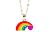 HHRLCH Rainbow Necklace For Women and Men, Lovely Summer Beach Rainbow Necklace Colorful LGBT Rainbow Heart Clavicle Necklace, Rainbow Bridge Necklace