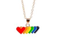 HHRLCH Rainbow Necklace For Women and Men, Lovely Summer Beach Rainbow Necklace Colorful LGBT Rainbow Heart Clavicle Necklace, Rainbow Bridge Necklace