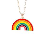 HHRLCH Rainbow Necklace For Women and Men, Lovely Summer Beach Rainbow Necklace Colorful LGBT Rainbow Heart Clavicle Necklace, Rainbow Bridge Necklace