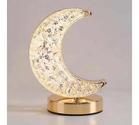 HHRLCH Rechargeable Touch Table Lamp - Cordless Dimmable Bedside Lamp Moon Crystal Acrylic Lamp with USB Charging Battery-Powered Night Lamp for Bedroom Decor