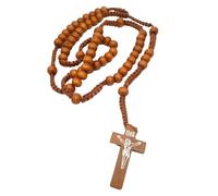 HHRLCH Religious Rosary Necklace For Women and Men - Rudraksha Beaded Knotted Japamala Necklace Bracelet Set Meditation, Rosary Bead Cross Necklace