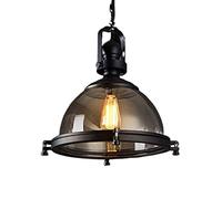 HHRLCH Retro Chandelier Light Hanging Lamp Black Vintage Single Head Baking Wrought Iron Transparent Glass Hanging Fixture Room Art Decor for Indoor Bedroom Dining Room Living Roo