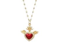 HHRLCH Sacred Heart Necklace For Women Men, Classic Sacred Heart of Jesus Necklace - Red Sacred Heart Pendant, Jesus Heart Necklace For Christmas Birthday Thanksgiving Gifts