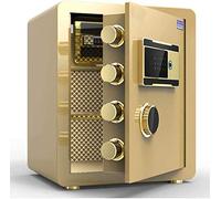 HHRLCH Safes Safes Household Fingerprint Password Safety Deposit Built-in Alarm System Security Steel Anti-Theft f and Waterproof Electronic 36 * 33 * 45Cm Safe，Brown