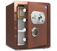 HHRLCH Safes Safes Household Mechanical Lock + Key Deposit High Security Steel Vault Anti-Theft f and Waterproof Electronic 38X33X45Cm Safe，Light Brown