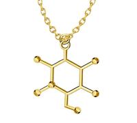 HHRLCH Serotonin Necklace For Women and Men, 3D Serotonin Adrenaline Caffeine Dopamine Molecule Science Biology Chemical Charm Pendant Necklace Chemistry