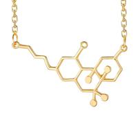 HHRLCH Serotonin Necklace For Women and Men, Dopamine Molecule Necklaces Chemical Formula Necklace, Biochemistry Biochem Pendant Serotonin Dopamine Caffeine