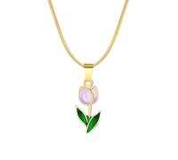 HHRLCH Shiny Cubic Zirconia Tulip Necklace For Women Girls, Cute Romantic Lily Necklace - Snake Chain Tulip Flower Necklace, Collar De tulipán, Tulip Jewelry For Valentine Birthday Gifts