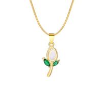 HHRLCH Shiny Cubic Zirconia Tulip Necklace For Women Girls, Cute Romantic Lily Necklace - Snake Chain Tulip Flower Necklace, Collar De tulipán, Tulip Jewelry For Valentine Birthday Gifts