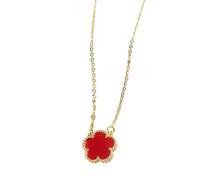 HHRLCH Shiny Four Leaf Necklace For Women Girls,Colorful Flower Plum Blossom Plant Pendant - 4 Leaf Necklace, Alhambra Necklace, Lucky Necklace For Birthday