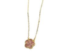 HHRLCH Shiny Four Leaf Necklace For Women Girls,Colorful Flower Plum Blossom Plant Pendant - 4 Leaf Necklace, Alhambra Necklace, Lucky Necklace For Birthday