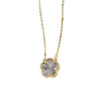 HHRLCH Shiny Four Leaf Necklace For Women Girls,Colorful Flower Plum Blossom Plant Pendant - 4 Leaf Necklace, Alhambra Necklace, Lucky Necklace For Birthday