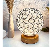 HHRLCH Silver Crystals Table Lamp - Touch Sensor Dimmable Bedside Lamp with Rechargeable USB Charging - Warm for Bedroom and Living Room