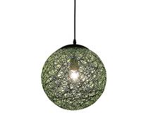HHRLCH Single Head Round Rope Chandelier Personality Cetin Ceiling Lamp Decoration Bar Restaurant Living Room Creative Suspension Light Hanging Lamp Device (Color : Green/Green35Cm