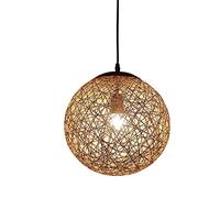 HHRLCH Single Head Round Rope Chandelier Personality Cetin Ceiling Lamp Decoration Bar Restaurant Living Room Creative Suspension Light Hanging Lamp Device (Color : Green/Natural Color40Cm