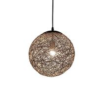 HHRLCH Single Head Round Rope Chandelier Personality Cetin Ceiling Lamp Decoration Bar Restaurant Living Room Creative Suspension Light Hanging Lamp Device (Color : Green/Brown35Cm