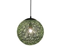 HHRLCH Single Head Round Rope Chandelier Personality Cetin Ceiling Lamp Decoration Bar Restaurant Living Room Creative Suspension Light Hanging Lamp Device (Color : Green/Green40Cm