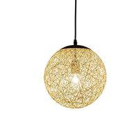 HHRLCH Single Head Round Rope Chandelier Personality Cetin Ceiling Lamp Decoration Bar Restaurant Living Room Creative Suspension Light Hanging Lamp Device (Color : Green/Creamywhite35Cm