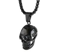 HHRLCH Skull Necklace For Men, Goat Skull Head Pendant, Hip Hop Death Skull Skeleton Pendant Necklace, Memento Mori Necklace, Pirate Medallion