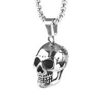 HHRLCH Skull Necklace For Men, Goat Skull Head Pendant, Hip Hop Death Skull Skeleton Pendant Necklace, Memento Mori Necklace, Pirate Medallion