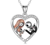 HHRLCH Skull Necklace For Men, Punk Crystal Skull Pendant Love Evil Demon Necklace Heart Hip Hop Punk Bohemian, Memento Mori Necklace, Pirate Medallion