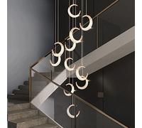 HHRLCH Stair Chandelier Duplex Hollow Living Room Villa Moon Europe New Lamps Staircase Chandelier Apartment Revolving Loft Golden/Warm Light/18 Lamps