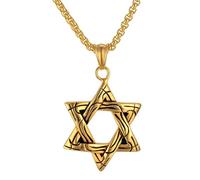 HHRLCH Star of David Necklace For Women and Men, Star of David Pendant Hexagram Double Layer Chain, Jewish Star Necklace Women, Star of David Necklace For Men