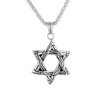HHRLCH Star of David Necklace For Women and Men, Star of David Pendant Hexagram Double Layer Chain, Jewish Star Necklace Women, Star of David Necklace For Men