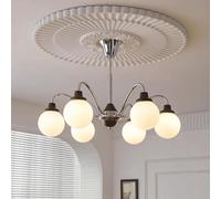 HHRLCH Study Room Cream Style Glass Lampshade Lamp Restaurant Chandelier Three-Color Dimming Ceiling G9 Hanging Lamp French Retro Living Room Light for Bedroom Corridor Living Room