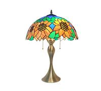 HHRLCH Sunflower Table Lamp Vintage Stained Glass Shade Decoration Bedside Lamps for Kitchen Island Dining Room Or Living Room Metal Base