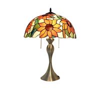 HHRLCH Sunflower Table Lamp Vintage Stained Glass Shade Decoration Bedside Lamps for Kitchen Island Dining Room Or Living Room Metal Base