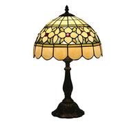 HHRLCH Table Lamp ，12 Inch Desk Beside Lamps，Stained Glass Shade 1 Light American Retro for Coffee Table Living Room Bedroom