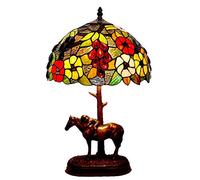 HHRLCH Table Lamp 12 Inch Multi-Colored Glass Shade Bedside Lamp Creative Resin Pony Desk Lamp For Living Room Bedroom Decoration，-1 Light，